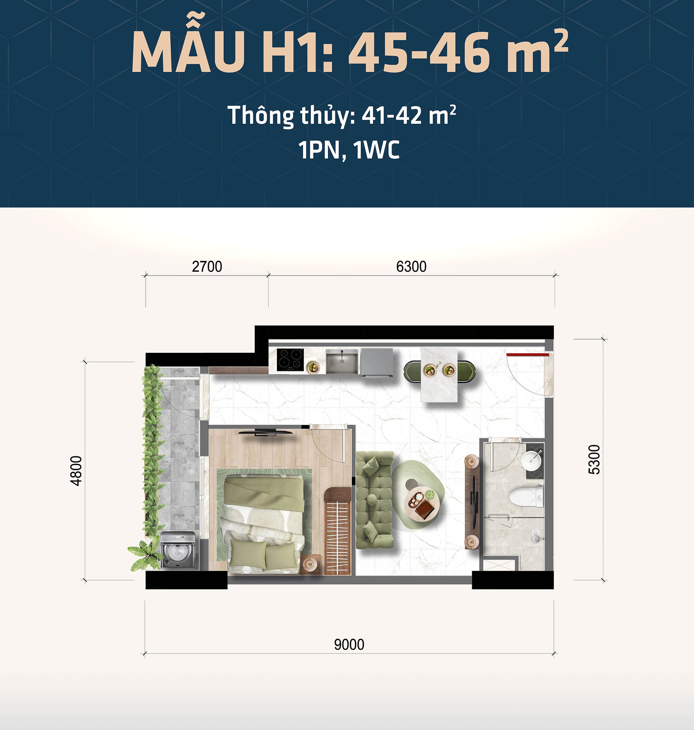Hình ảnh Căn Hộ 1 Phòng Ngủ